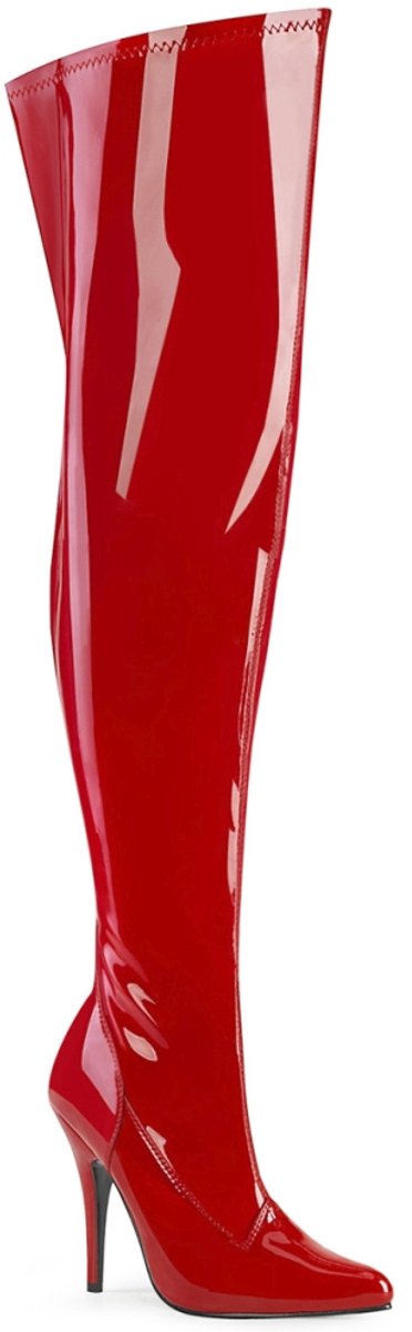 Pleaser Pink Label - SEDUCE-3000WC Overknee Laarzen - Paaldans schoenen - 37 Shoes - Rood