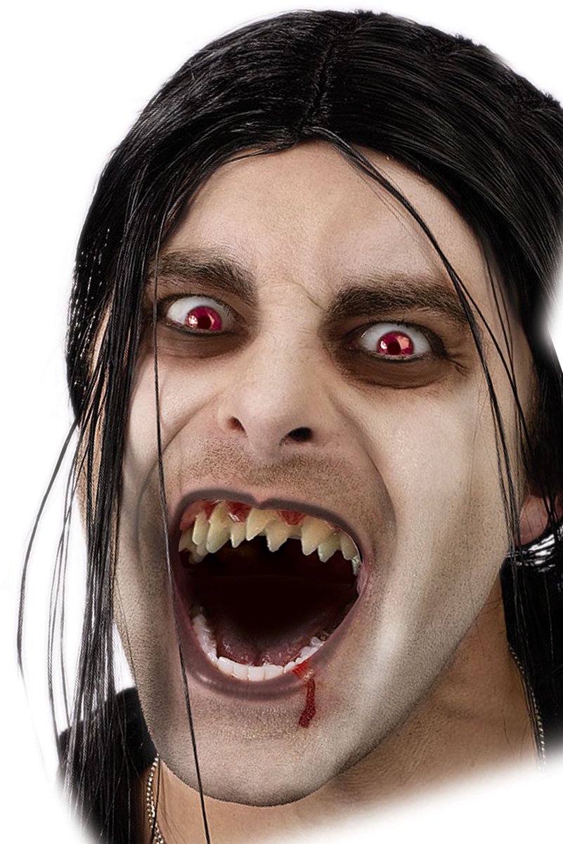 Fun World Vampier Tanden Halloween Nep Gebit Monster Horror Tanden Bovenkaak Nep Tanden Verkleedaccessoire voor bij Halloween Carnaval Zombie Kostuum - Bovenkaak Gebit met Dubbele Rij Tanden