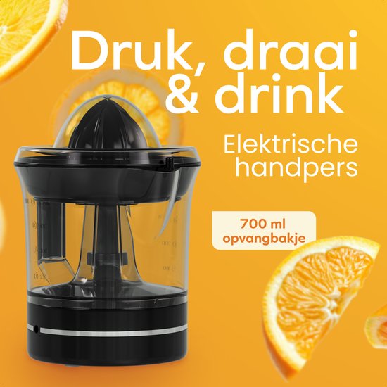 KitchenBrothers Citruspers - Handmatig - Sinaasappelpers en Citroenpers - Compact - 0.7L - Zwart van KitchenBrothers — afbeelding 3