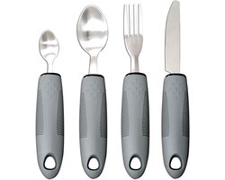BOTC Aangepast bestek - Easy Grip bestekset - Aangepast bestek parkinson - Ouderen Artritis - Grijs - 4 Stuks