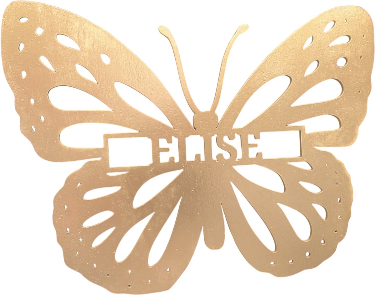 Gepersonaliseerd Vlinder Naambordje voor de kinderkamer – Geef de Kinderkamer een Magische Touch! - 29x38cm - Goud