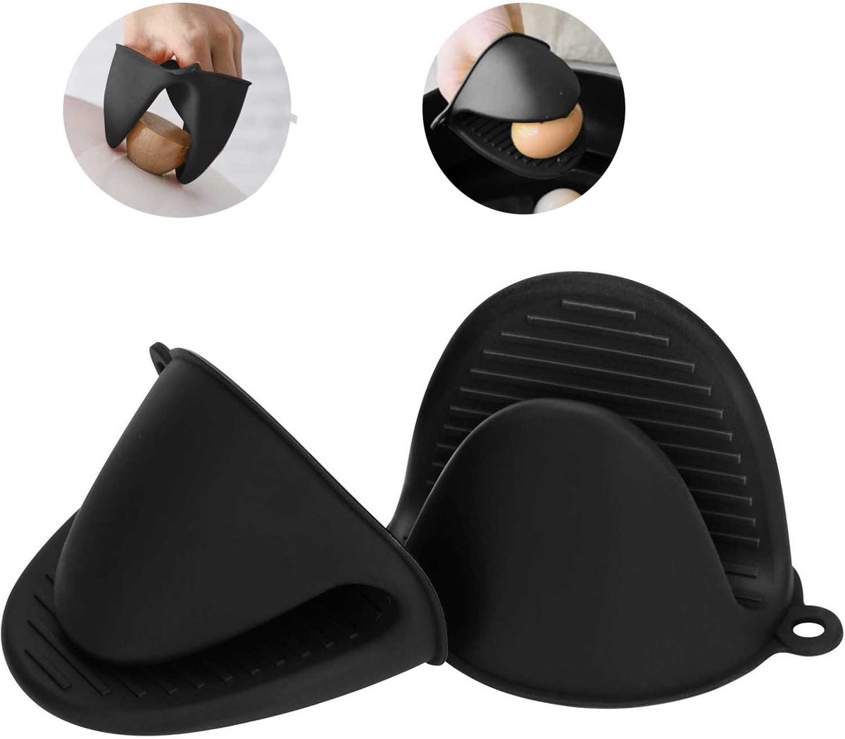 Ovenwantclips - 2-pack - Zwart - Ovenwantclips - Herbruikbaar - Siliconen - Hittebestendige ovenwanten - Geschikt voor bakgerei - Ovenclips - Duurzaam - Hittebestendige wantclips - 11,2 x 8,5 x 8,5 cm