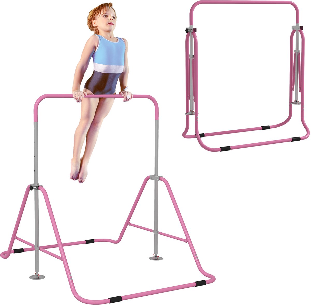 HOMCOM - Kindergymnastiekstang - Staal - 154x106,2x128,5cm - Roze