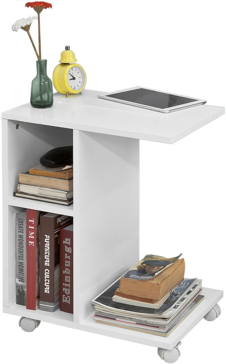 SoBuy FBT48-W Bijzettafel - Witte Salontafel van Houtcomposiet