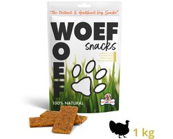 Woef Woef Snacks Hondensnacks Kalkoen Strips - 1.00 KG - Verwensnacks - Gedroogd vlees - Kalkoen - vanaf 3 maanden - Geen toevoegingen