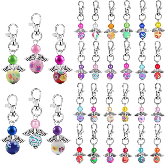 Inovra Plus - Sleutelhanger met beschermengel 30 stuks voor bruiloft en doop Prachtige souvenirs en hangers voor bruiloftsfeesten met engel thema