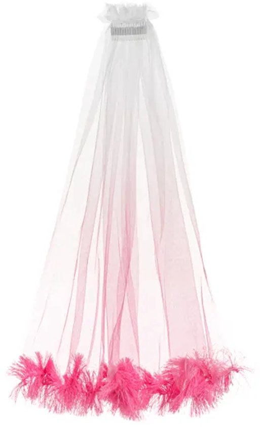 Sluier met Franjes Pink Ombre 69cm