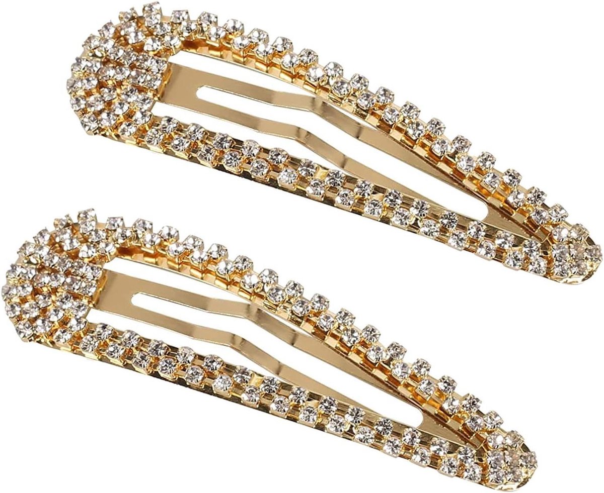 Strass Snap Haar Clips Set - Gouden Clips met Strass - Haaraccessoires voor Vrouwen