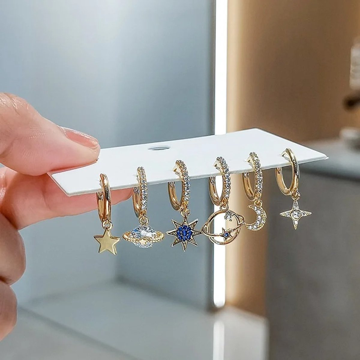 Oorringen Set Galaxy 18K Vergulde Oorbellen