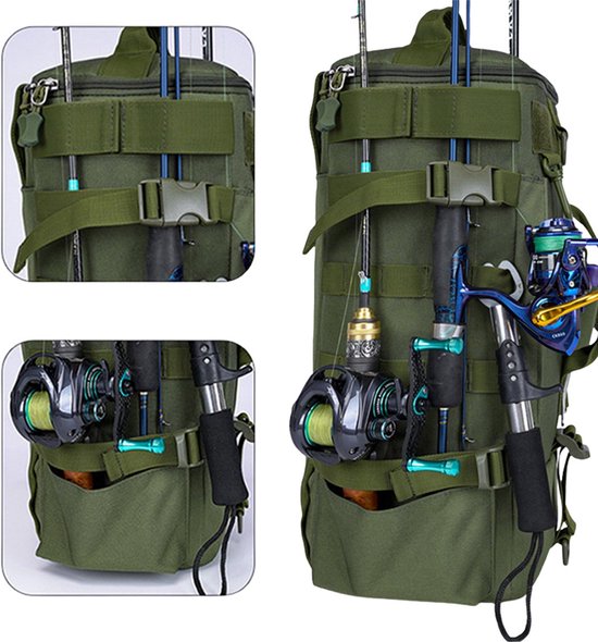 KastKing Karryall Visrugzak – 40L, Met Hengelhouders, 14 Vakken, Waterbestendig, Perfect Voor Vissers En Outdoorliefhebbers