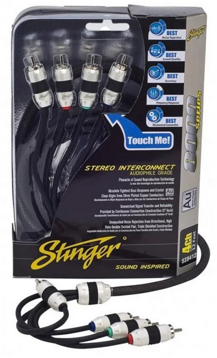 Stinger 8000 5.2M 4 kanaals RCA cable ( 17ft ) Audiophile Grade SI8417 Cinch / Tulpkabel