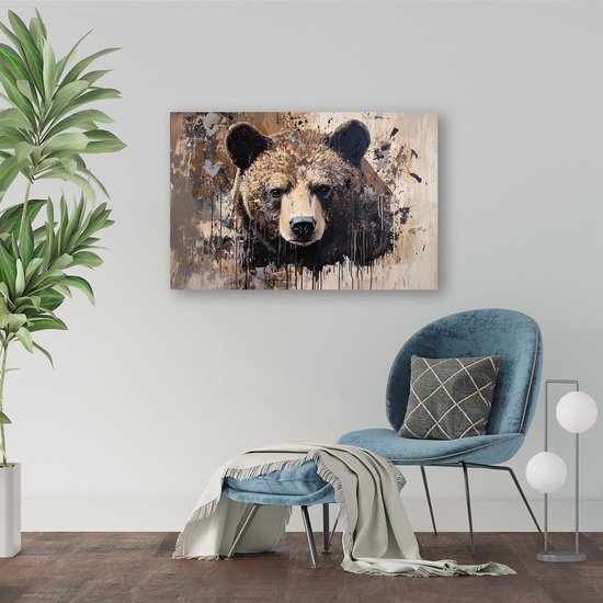 Dynamisch design van een beer - Beer glasschilderij - Muurdecoratie dieren - Moderne kunst - Schilderijen op acrylaat - Schilderijen op glas industrieel - acrylglas 90x60 cm