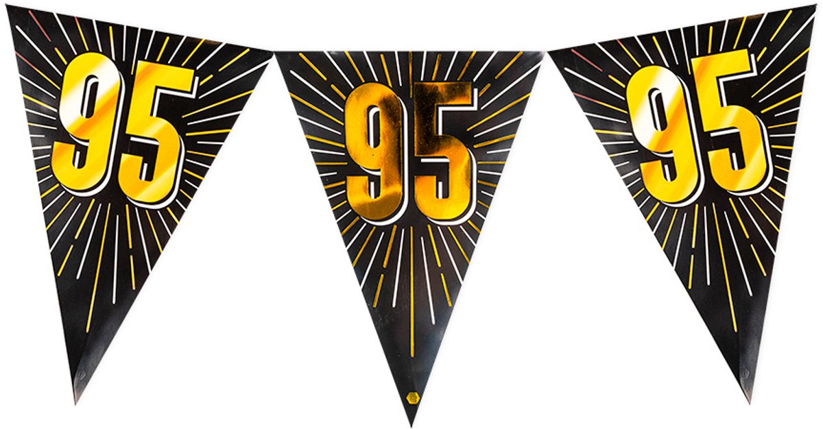 Vlaggenlijn 95 jaar | 5 meter | 15 vlaggen | Zwart Goud