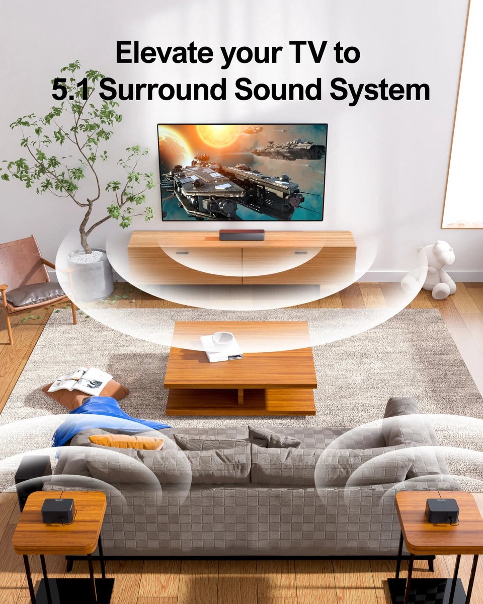 Soundbar 3D Surround Sound Soundbar voor TV - 320W - Zwart - afbeelding 3