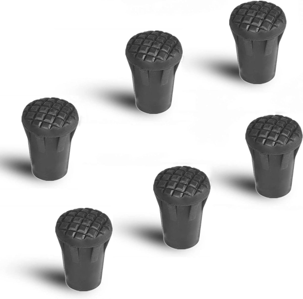 Allecto Plus - Rubber Doppen voor Wandelstokken en Trekkingstokken - Set van 6 Stuks - Zwart - Voor Outdoor en Camping Gebruik