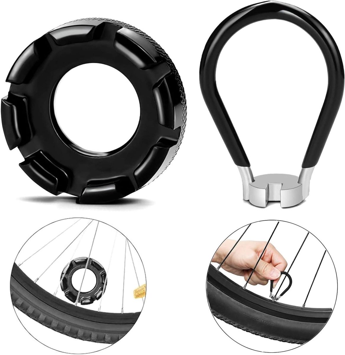 Universele spaakspanner voor fiets - 6-in-1 spaakinsteller en reparatietool met ergonomisch handvat