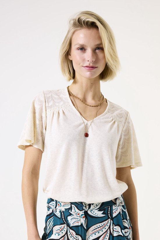 GARCIA Dames Effen T-shirt Wit Korte mouw