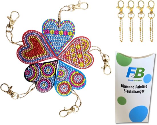 F4B Diamond Painting Sleutelhangers Hartjes - 5 Stuks - Dubbelzijdig