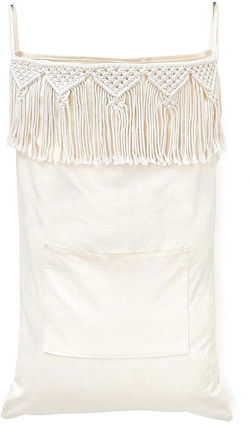 Macramé hangende wasmand - ruimtebesparend - decoratieve opbergoplossing