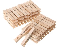 Houten wasknijpers, groot, natuurlijk hout, verpakking van 100, 5,8 cm, roestbestendig, voor in de klas en voor knutselwerkjes