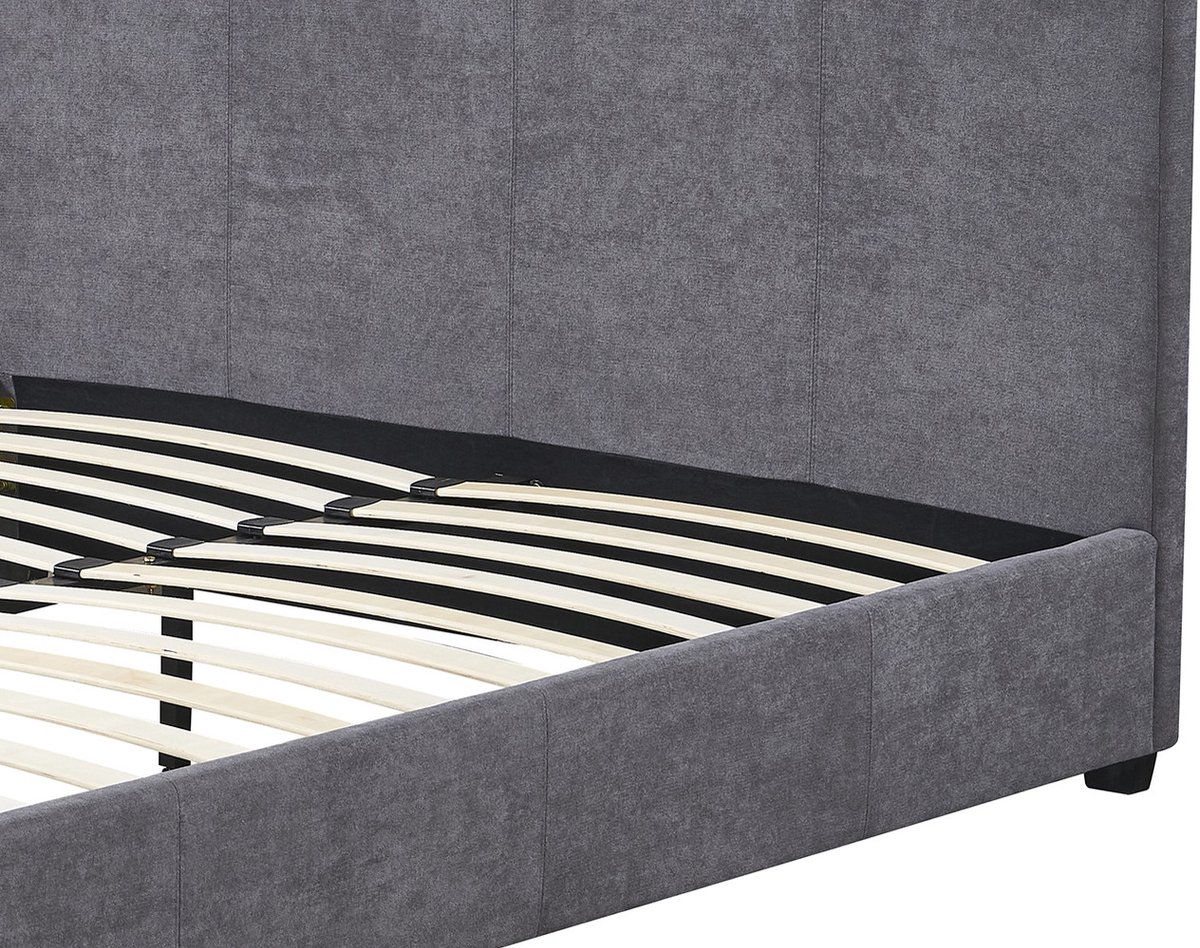 Rousseau Bed Roma Grijs – 140 x 200 cm – Stoffen Bekleding – Inclusief Lattenbodem - Rousseau