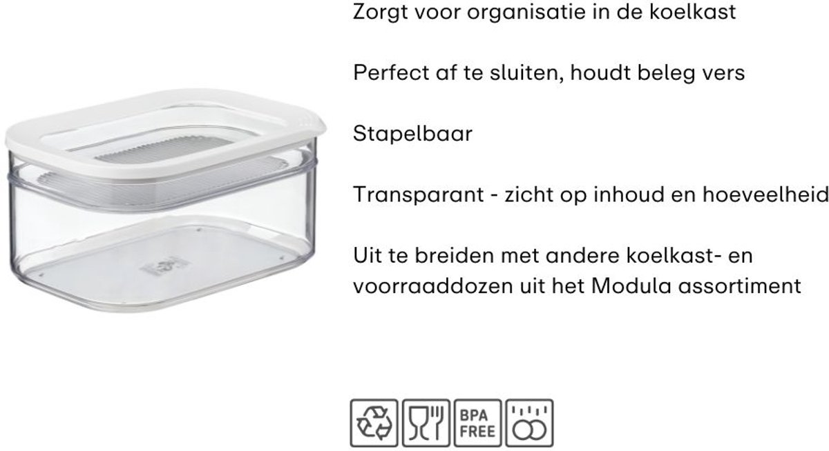 Mepal Koelkastdoos 2-delig Modula - 550 + 2000 ml - Vershouddoos - Bewaar overzichtelijk in de koelkast - Black — afbeelding 3