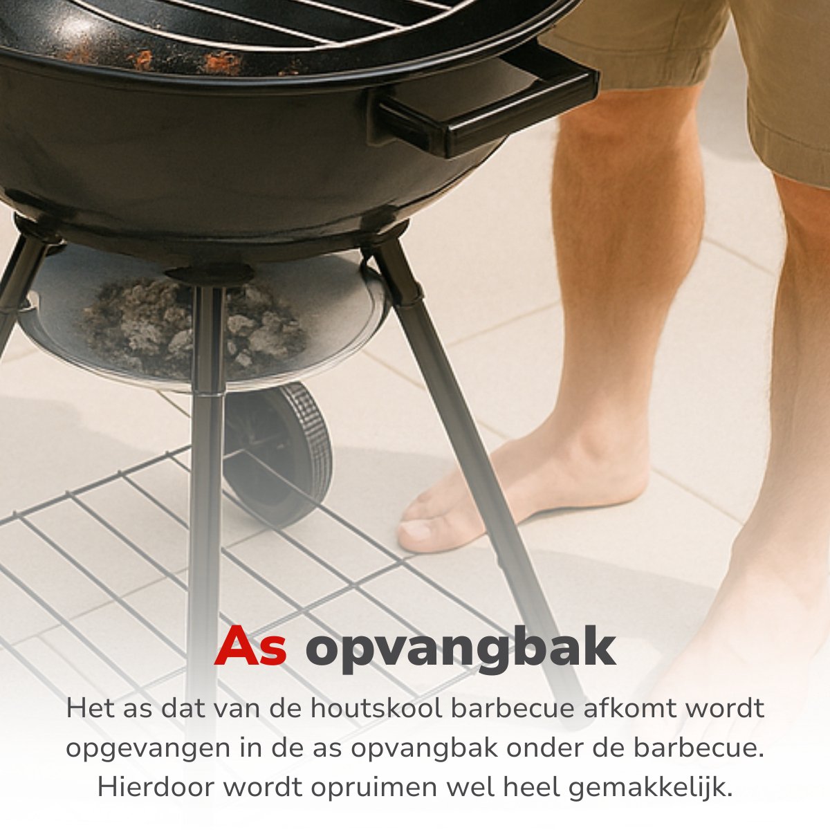 alpina Houtskool BBQ - Kogelbarbecue Ø43 cm - Barbecue met Deksel en Wielen - Geïntegreerd Ventilatiesysteem - Verwijderbare Asopvangbak - Zwart – foto 4