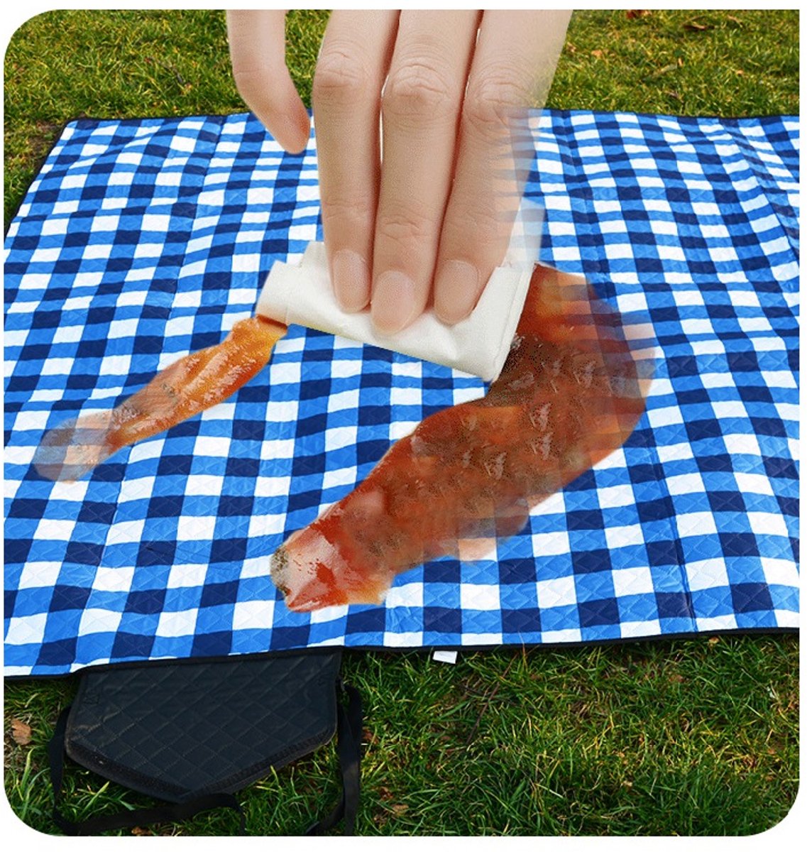 Fuegobird- Picknickdeken-200 x 200 cm-Stranddeken- Opvouwbare campingdeken- Waterdicht- Zanddichte picknickmat- Draagbare tuin-strandmat- Machinewasbaar- voor kamperen- Tuin- Park- Strand-geschikt voor kinderen's kruipdeken (blauw) — cadeau in Sport & Outdoor - foto 5