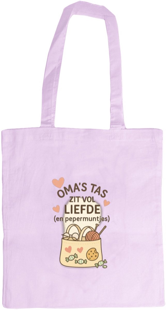 Canvas tas - Oma’s tas zit vol liefde - roze - cadeau voor oma
