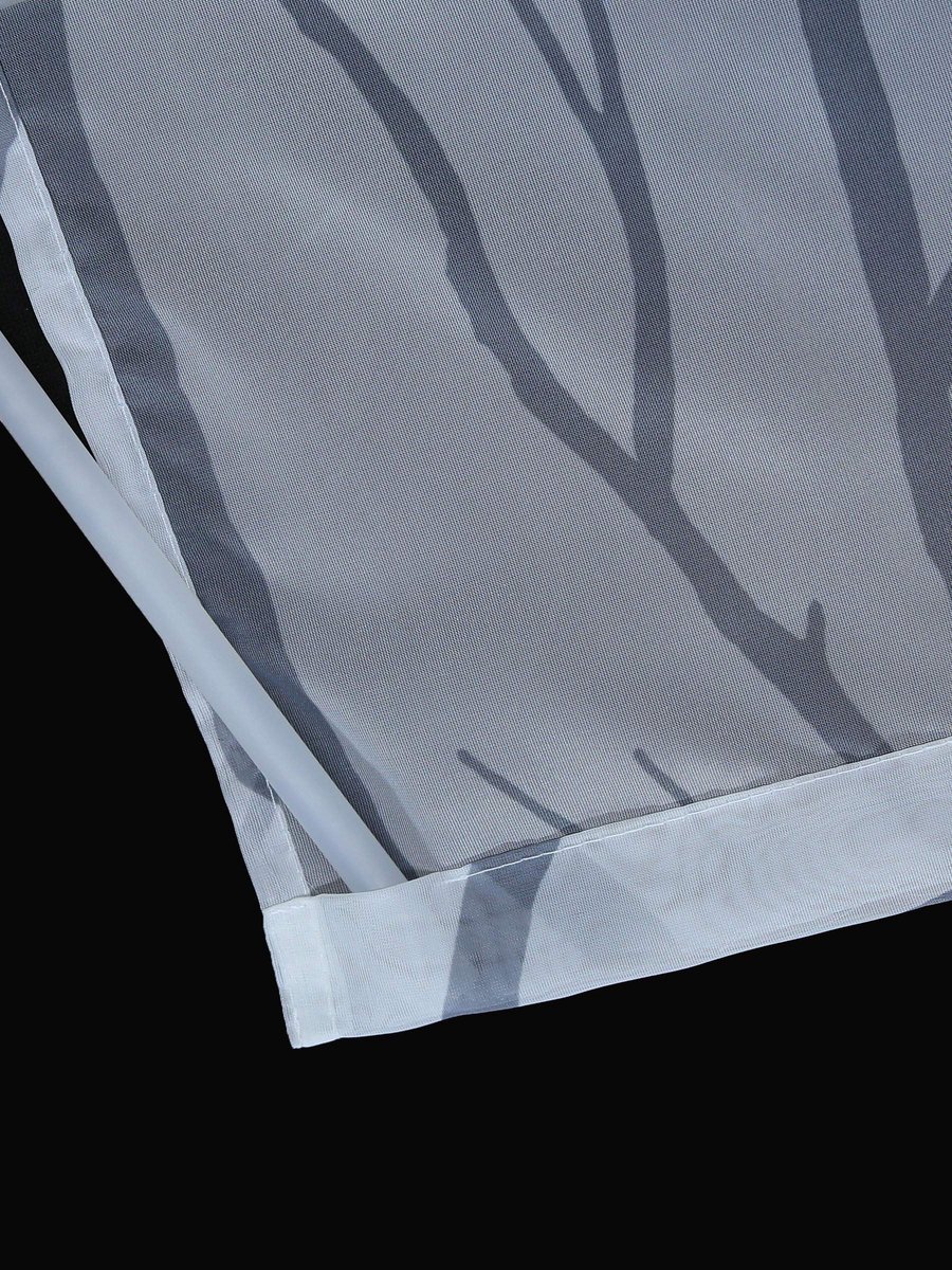 Ibenzoa® Moderne Transparante Schuifgordijnen Set van 2 met Takkenpatroon en Klittenband, Voile Wit-Grijs