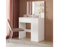 MIRA Home - Kaptafel - Make-up Tafel - Wit - Spaanplaat -80x40x132cm