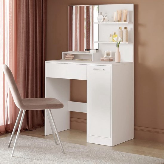 MIRA Home - Kaptafel - Make-up Tafel - Wit - Spaanplaat -80x40x132cm