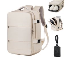 ADEL Handbagage Reistas 40x30x20 cm met Schoenenvak – Cabin Bagage Underseater – Geschikt voor alle Airlines – Rugzak Incl. Bagagelabel – Beige
