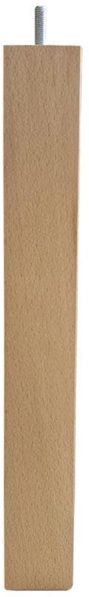 Meubelpoot vierkant 5 bij 5 cm en hoogte 36 cm van massief hout (M8) - Set van 4 stuks