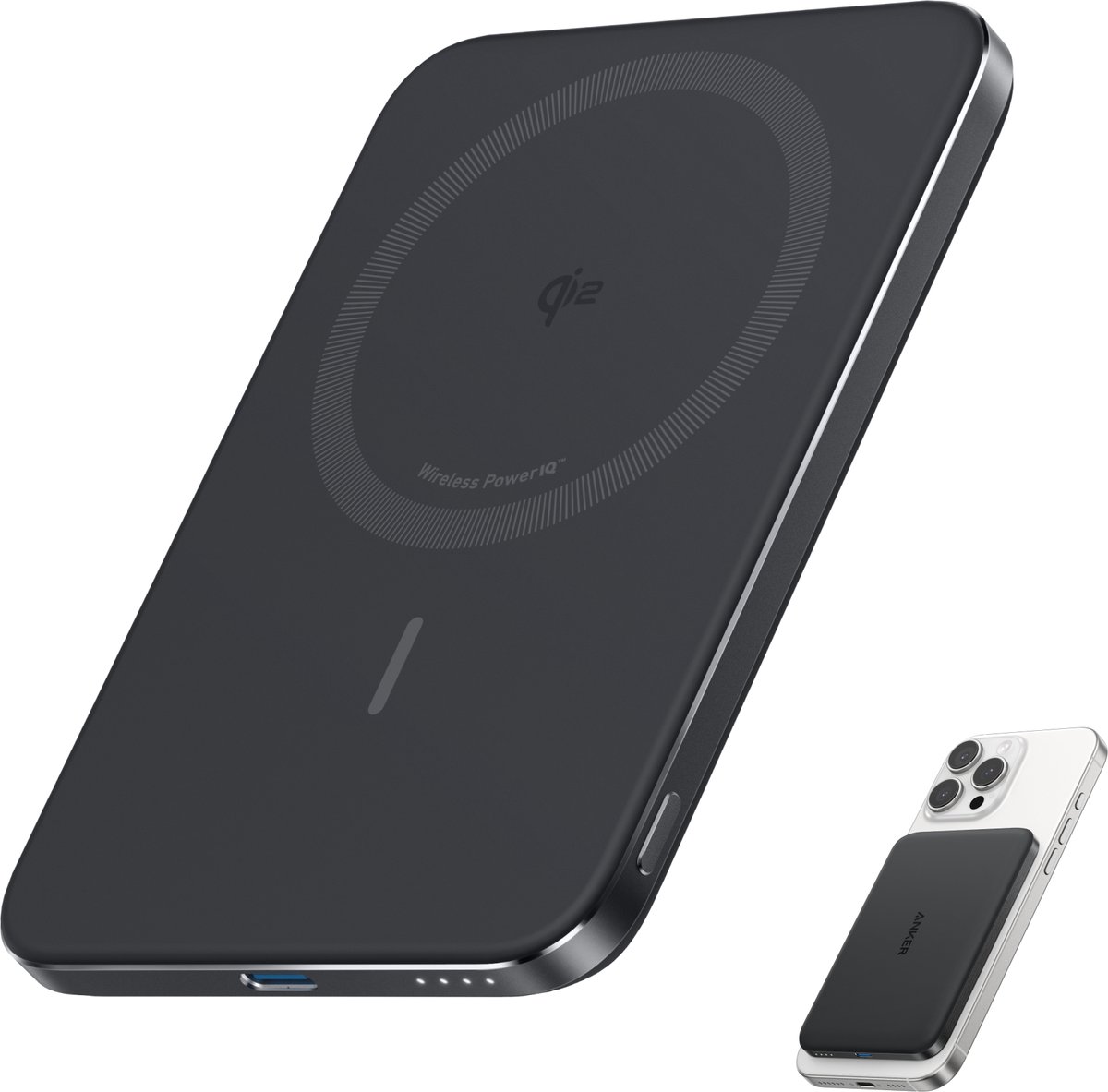 Anker Nano powerbank, dunne magnetische batterij van 5000mAh, Qi2 gecertificeerde supersnelle draagbare oplader van maximaal 15W, compatibel met MagSafe, ergonomisch ontwerp, alleen voor iPhone 16/15/14/13/12 - Anker - €42,49
