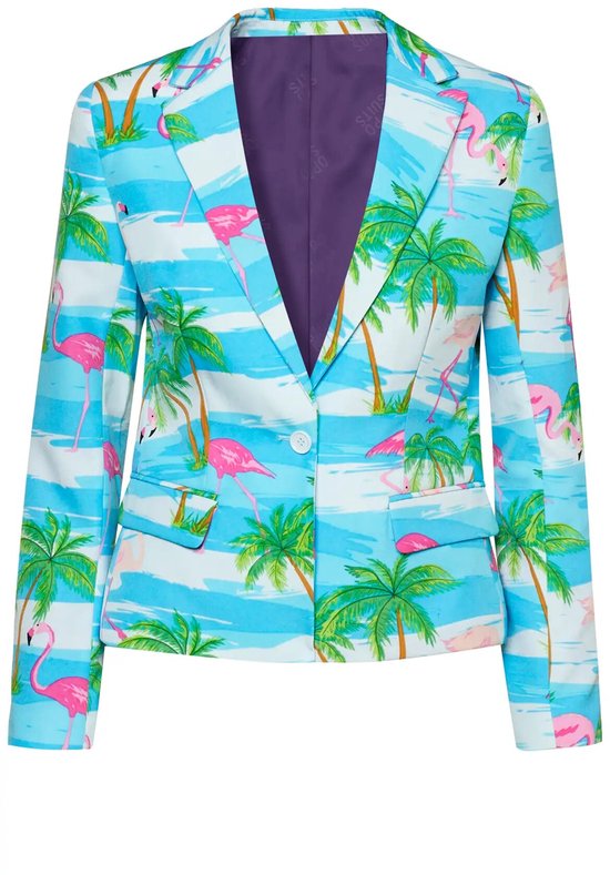 OppoSuits Flamingirl - Dames Blazer - Stijlvolle Dames Colbert - Carnaval, Halloween en Meer - Blauw - Maat: EU 36