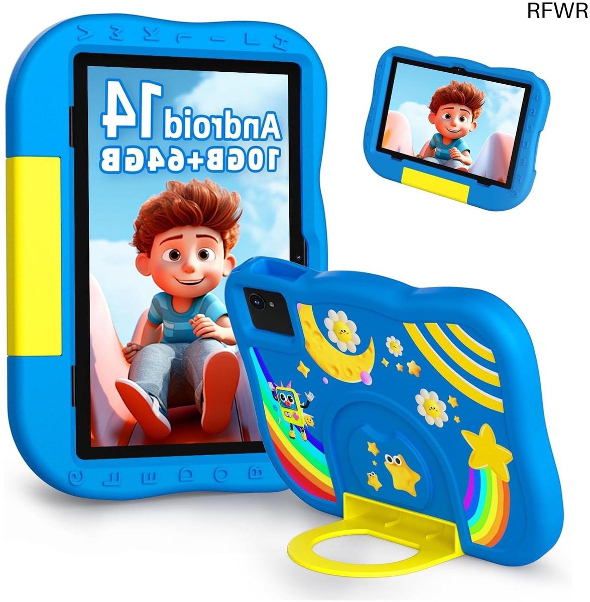 RFWR® 10 inch Kids Tablet met Android 14 - Powerfull Octa-Core, 8GB RAM, 64GB ROM, Dubbele Camera en Ouderlijk Toezicht