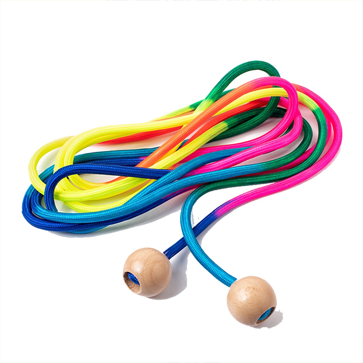 Corde à Sauter 5 M Multijoueurs – Corde En Coton, Poignées Bois, Pour Enfants Et Adultes, Verte