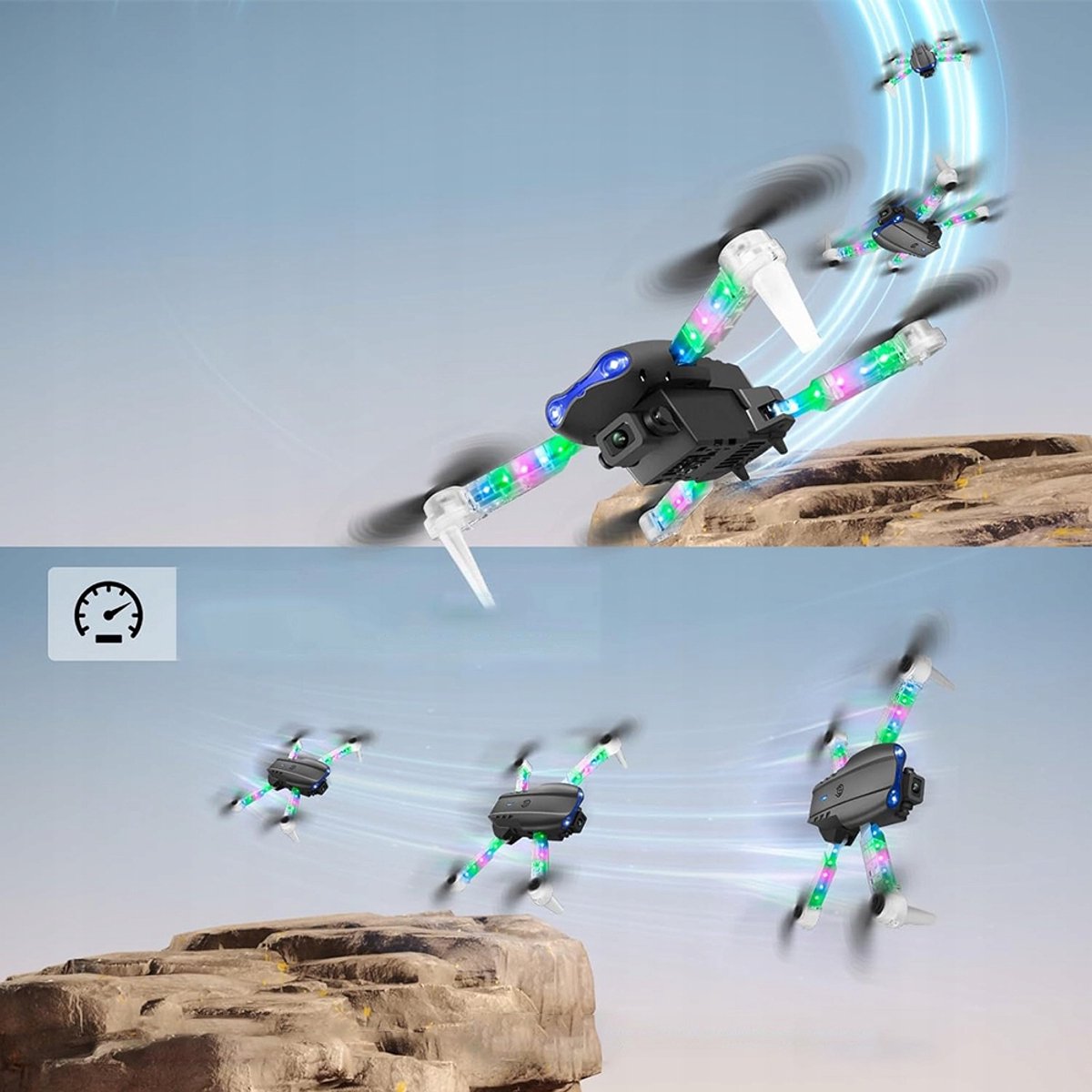 Drone Opvouwbare Quadcopter LED Dubbele Camera thumbnail 2