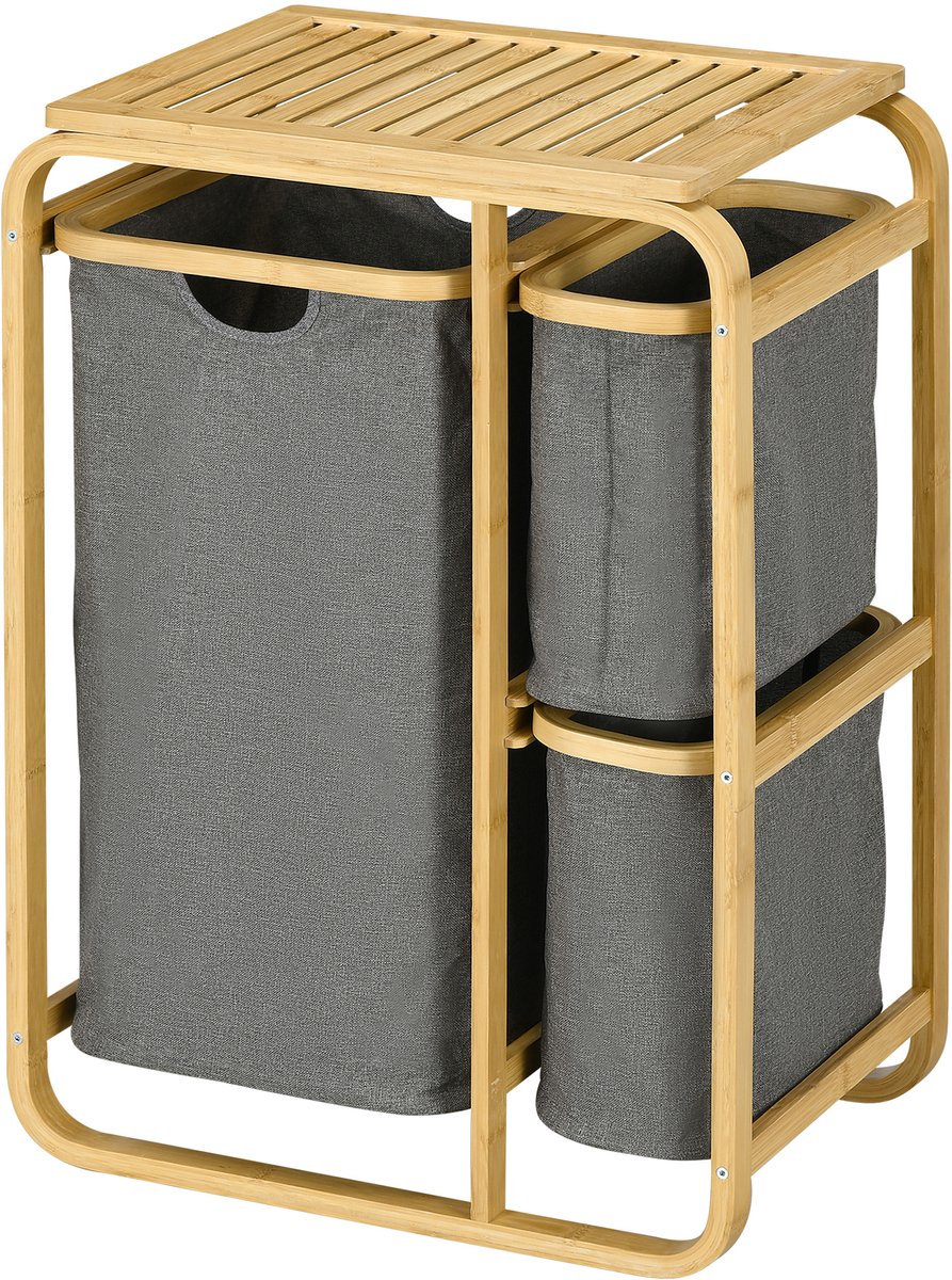 HOMCOM-Wasmand-Bamboe-49x33x70cm-Natuurlijk hout