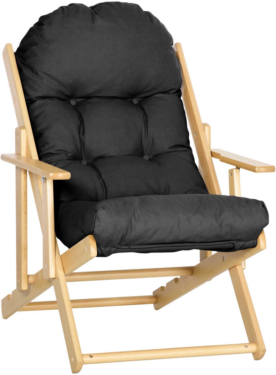 HOMCOM-Accentstoel-Rubberwood-71x89x96cm-Zwart