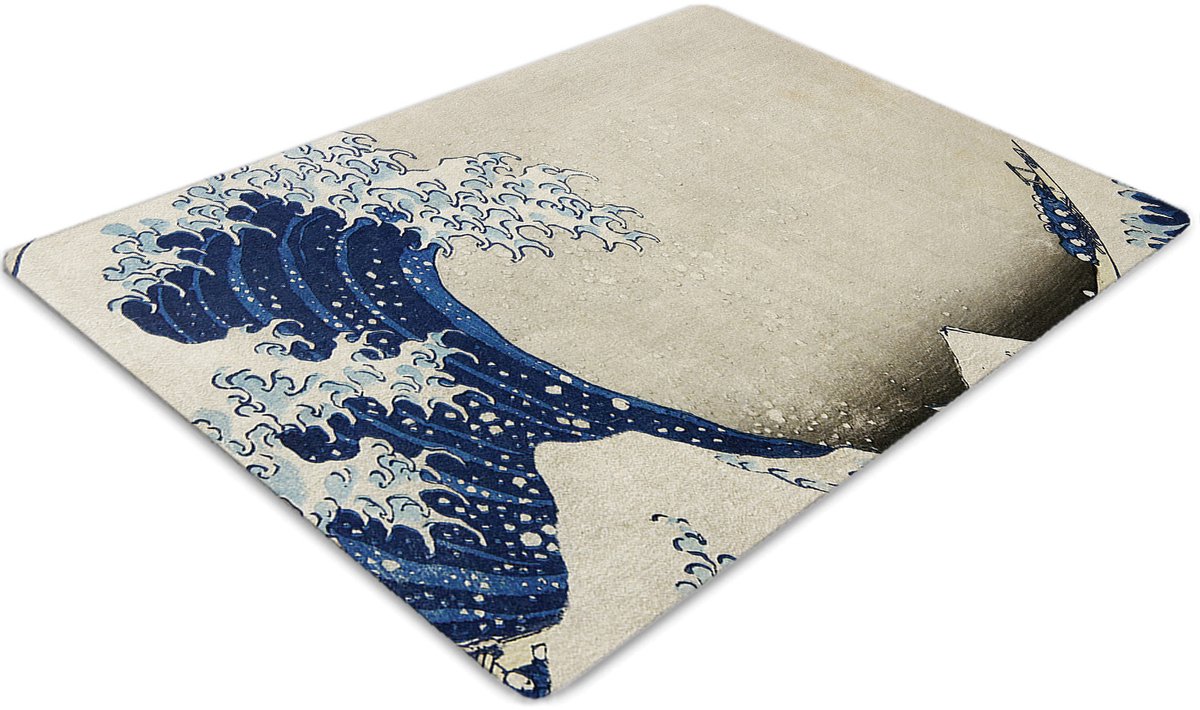 Tulup Vloerbeschermer - Japanse Kunst Computer Stoel Mat - 100 x 70 cm - Blauw Vloerbeschermer Bureaustoel Tapijt - Bureaustoelmat - Vloerbeschermer Harde Vloer - Stoel Mat - Werkplekdecoraties