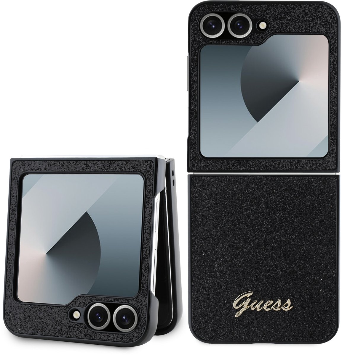 Guess Glitter Script Hoesje Backcover - geschikt voor Samsung Galaxy Z Flip 6 - Zwart