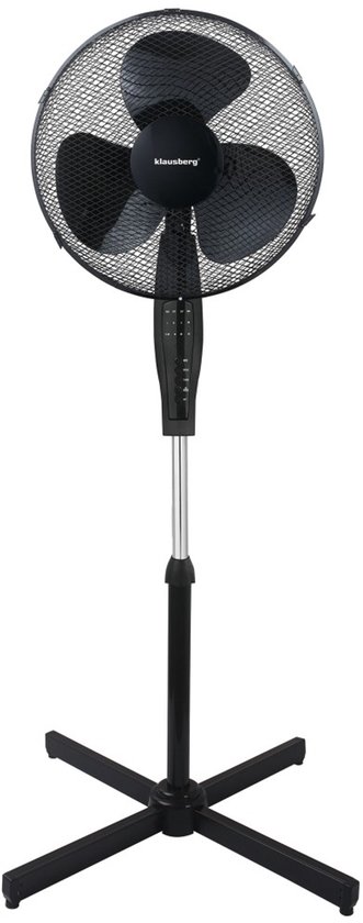 Staande ventilator 40 cm zwart met afstandsbediening, 3 snelheden, timer, stille werking, oscillatie