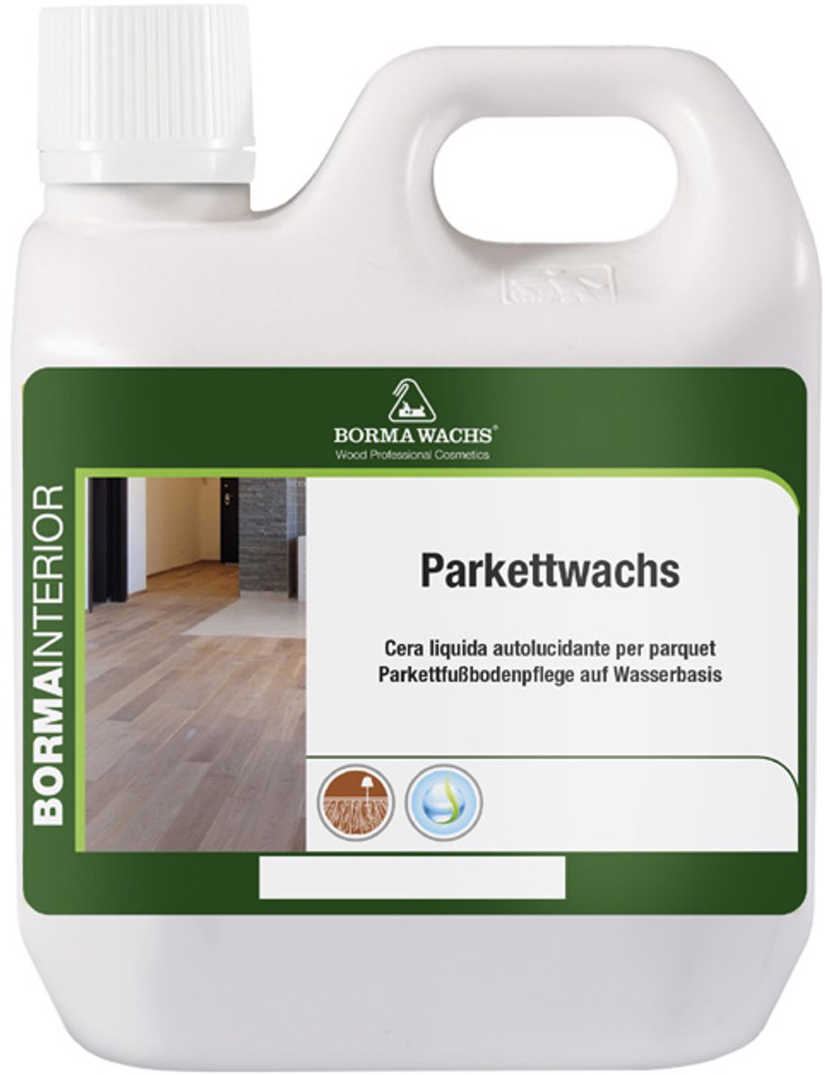 Borma Wachs Parketwas - vloeibare was op waterbasis - 1 liter - kleurloos zijdemat (30 GU)