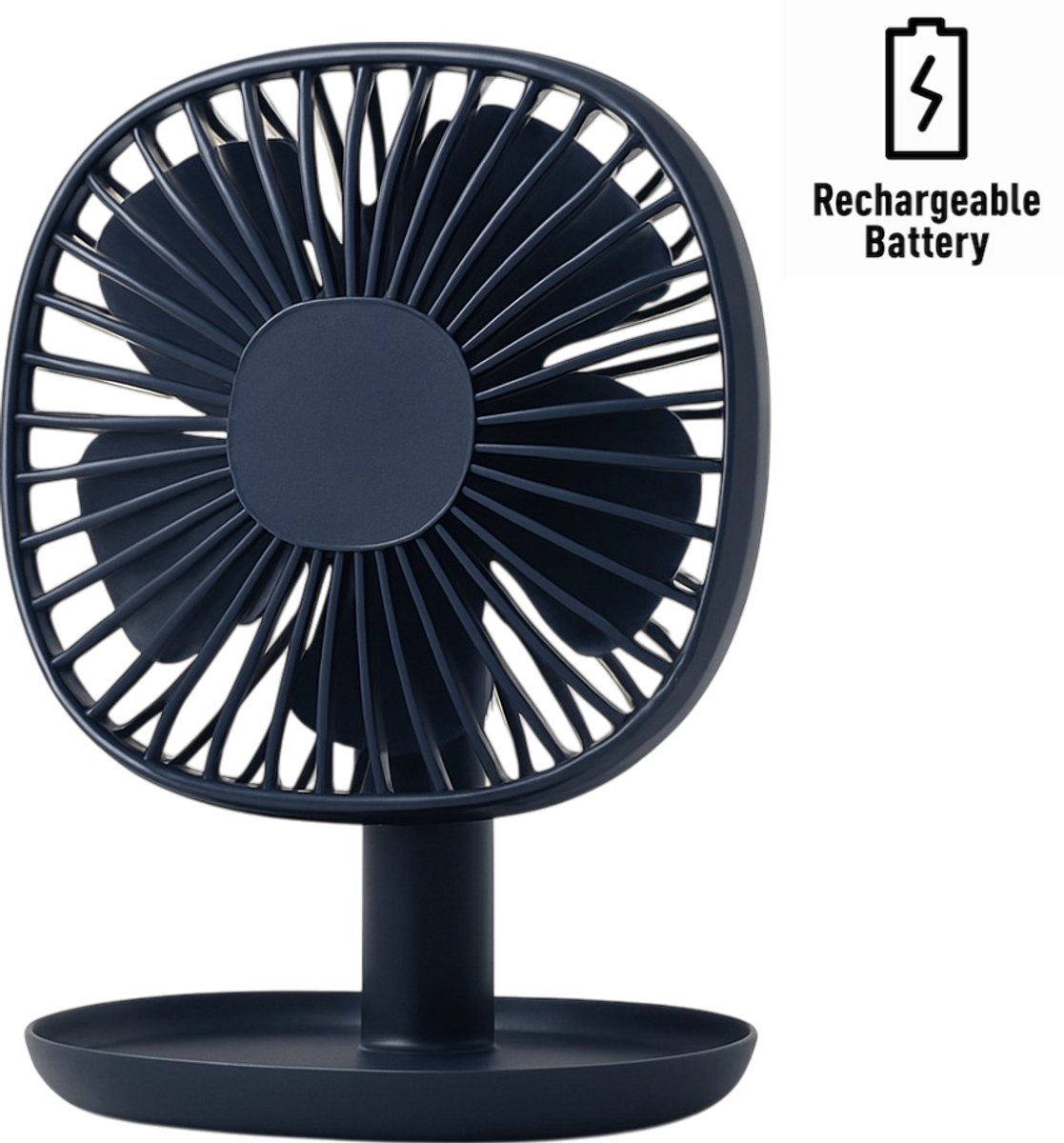 Guardo Go! Draagbare USB Ventilator – Oplaadbaar – Stil - Kantelbaar - 1200 mAh - Blauw