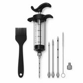 Marinade Injectiespuit Set – Kunststof Vlees Injector met 3 Naalden & BBQ Marinade Kwast – Voor Kip, Brisket & Barbecue – Zwart- 30ml