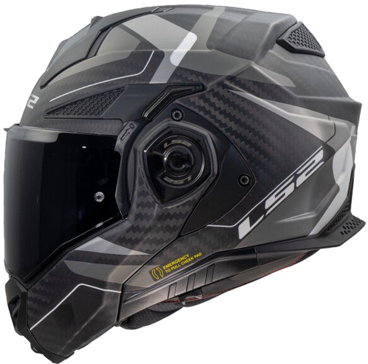 LS2 FF901 Advant X Carbon systeemhelm Horizon chroom grijs XXXL