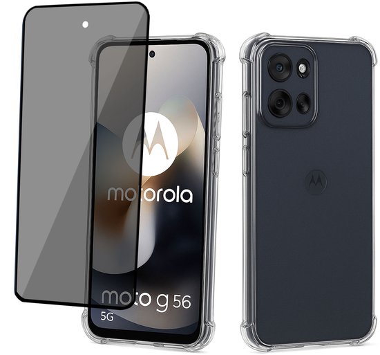 ChiGuard Hoesje & Privacy Screenprotector geschikt voor Motorola Moto G56 Hoesje Screenprotector - Privé - Gehard Glas Cover