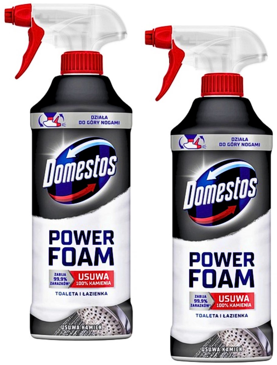 Domestos Power Foam Spray WC Reiniger Zero Limescale - Toiletreiniger - Schuimende Antikalk Spray met FrisseGeur - Badkamer Reiniger - 2 x 435 ml